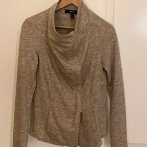 Heather brown and cream zip cardigan
